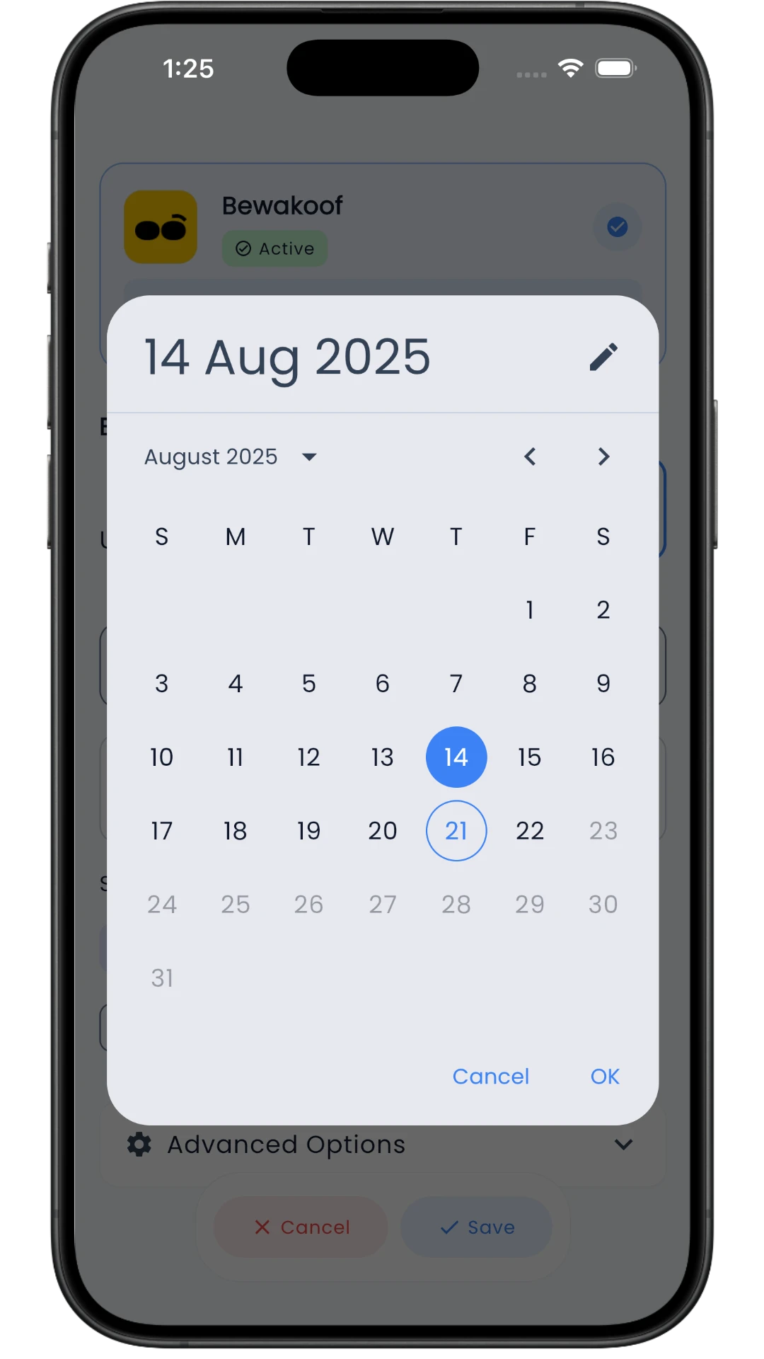 Payment Dates Screenshot