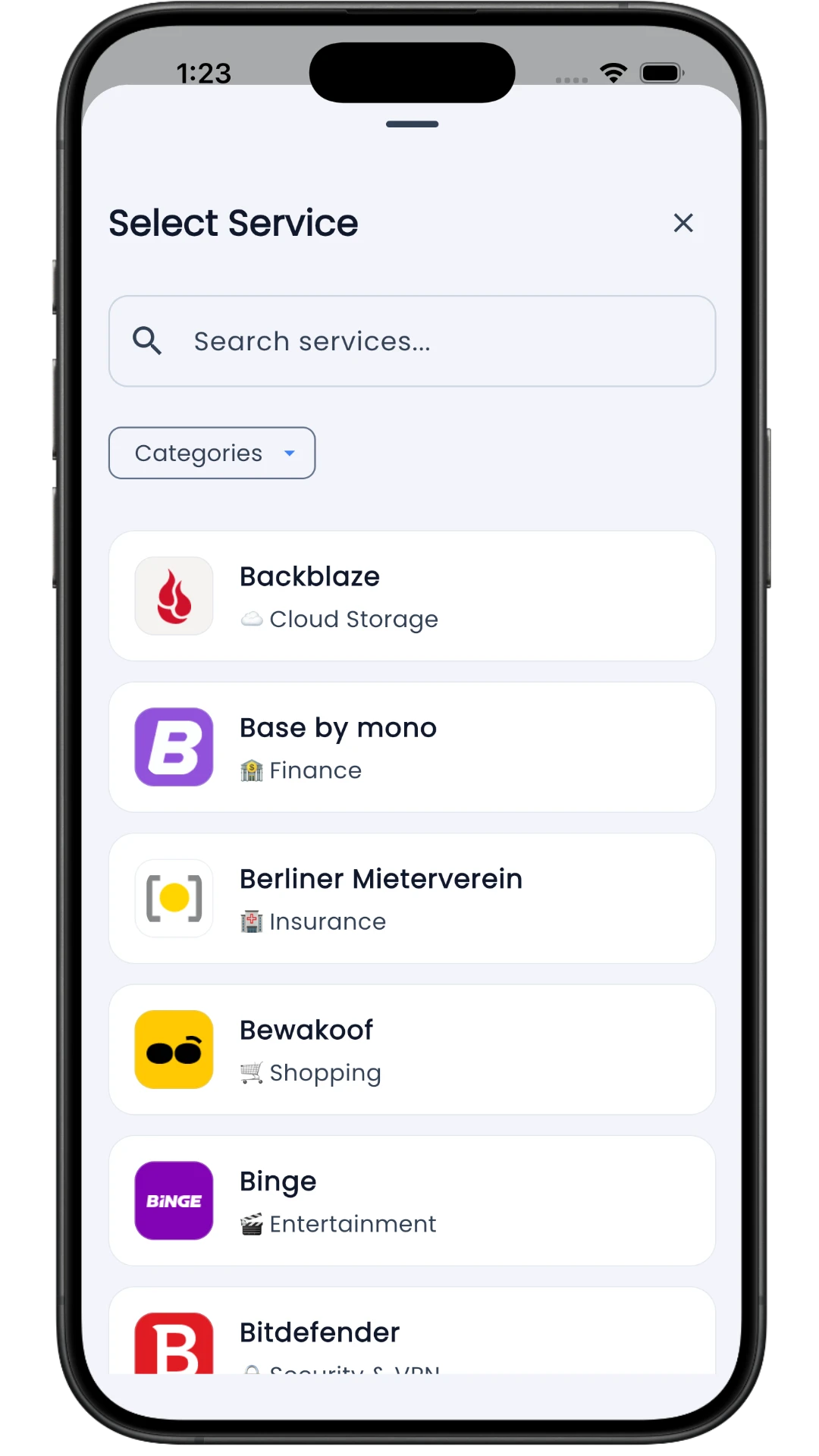 Custom Services Screenshot